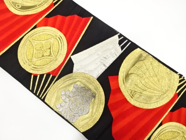 JAPANESE KIMONO / ANTIQUE FUKURO OBI / SILK / WOVEN PAULOWNIA & BUTTERFLY